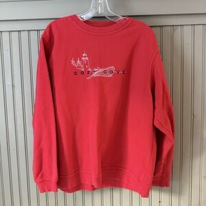 VTG Red Frabjous Originals Crewneck Sweatshirt Large Lighthouse Boat 80's RARE